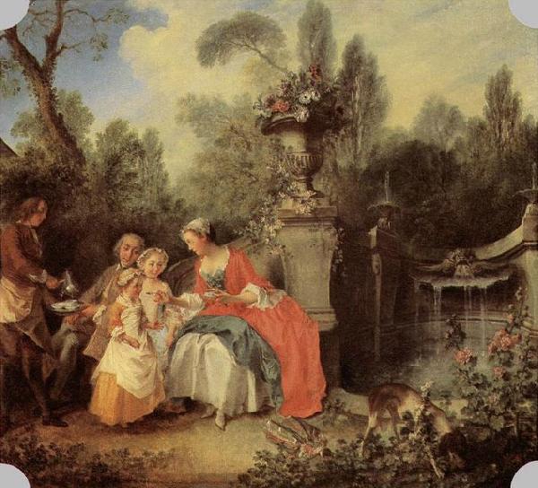 LANCRET, Nicolas Lady and Gentleman with two Girls and a Servant France oil painting art